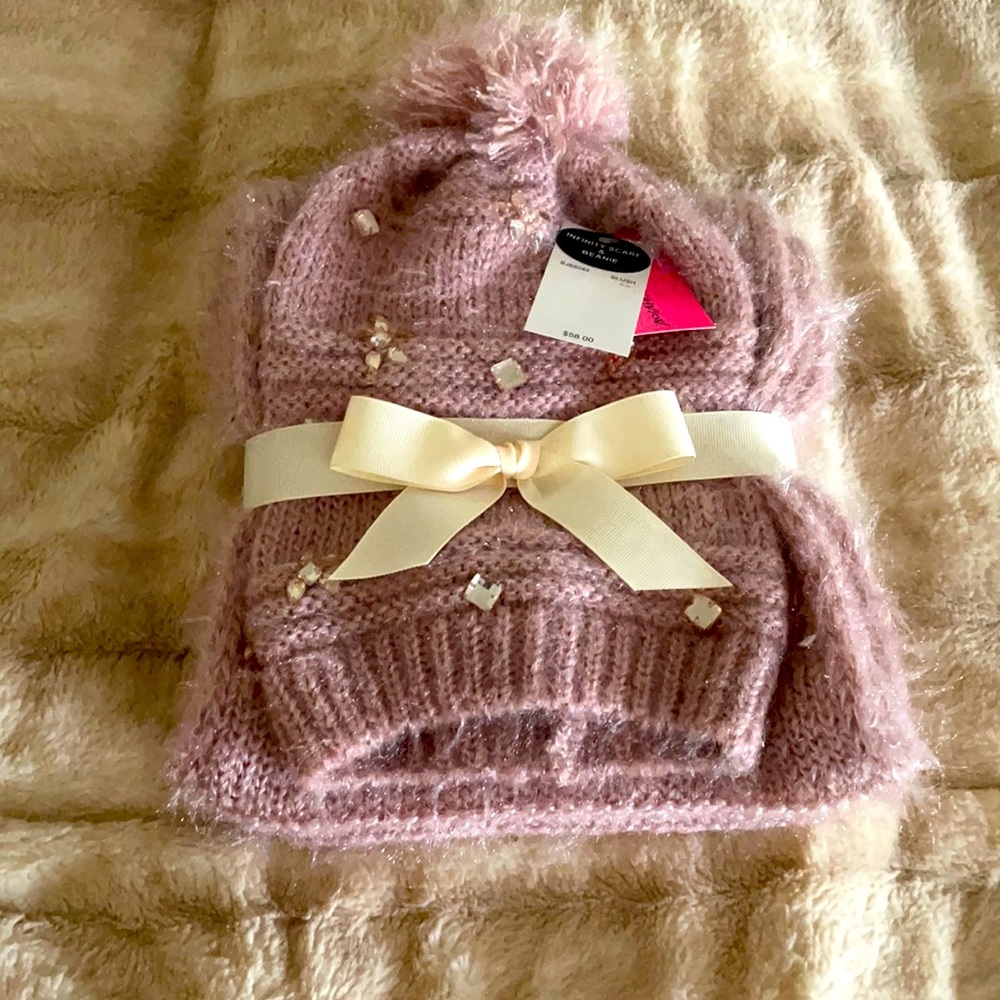 Betsey Johnson scarf and beanie gift set